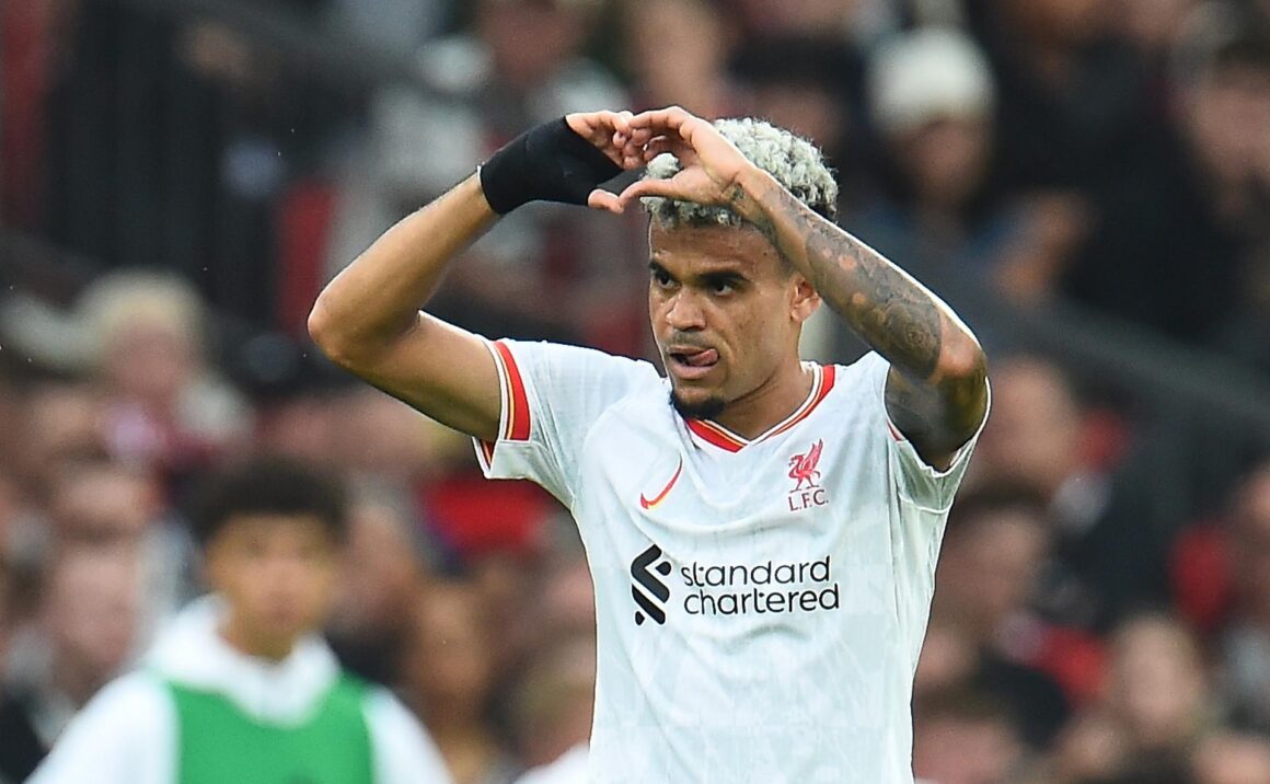 Luis Díaz celebra el 1-0. EFE/EPA/PETER POWELL.