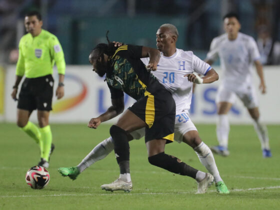 La selección de Jamaica sorprendió este martes a la de Honduras con una victoria a domicilio por 1-2 en la segunda jornada de la Liga de las Naciones de la Conacaf. EFE/ Gustavo Amador Concacaf