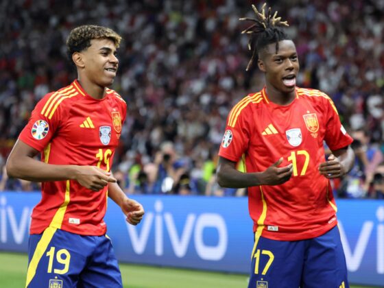 Nico Williams y Lamine Yamal durante la EURO 2024. EFE/EPA/CHRISTOPHER NEUNDORF