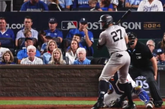 Foto: Captura de pantalla/redes sociales - Giancarlo Stanton, pelotero de los New York Yankees durante los Playoffs 2024.