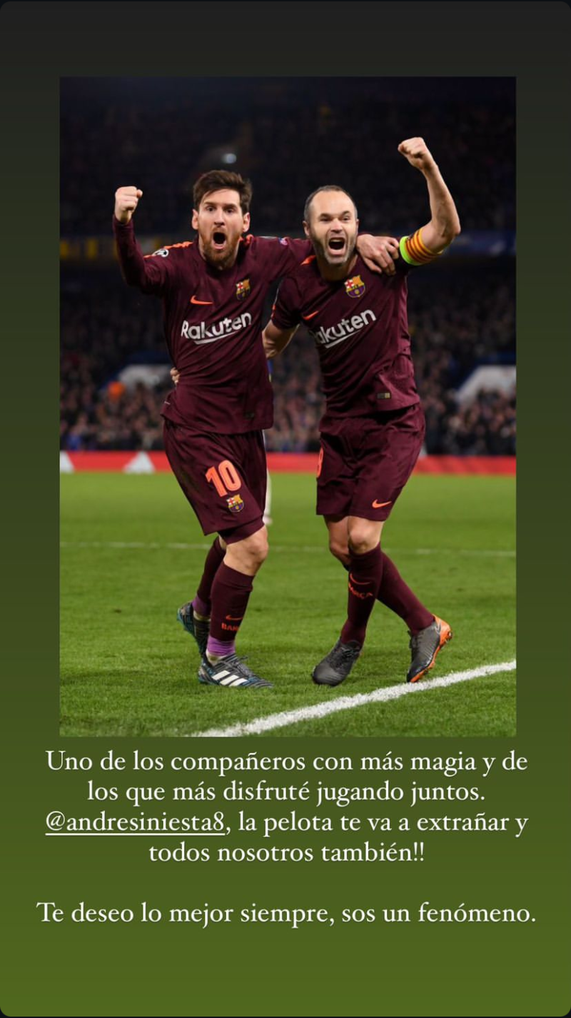 Lionel Messi y el mensaje para Andrés Iniesta tras su retiro