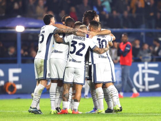 Los jugadores del Inter celebran el 0-1. EFE/EPA/CLAUDIO GIOVANNINI