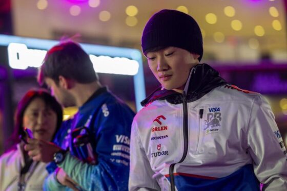 Las Vegas (United States), 21/11/2024.- RB driver Yuki Tsunoda of Japan in the paddock on media day for the Formula One Las Vegas Grand Prix in Las Vegas, USA, 20 November 2024. The 2024 Formula One Las Vegas Grand Prix is held at the Las Vegas Strip Circuit on 24 November. (Fórmula Uno, Japón) EFE/EPA/SHAWN THEW