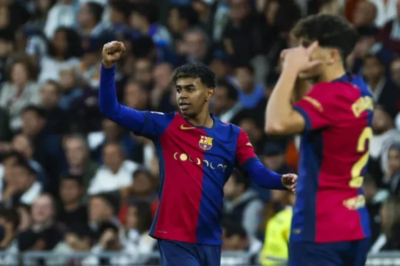 Lamine Yamal celebra triunfo del Barcelona