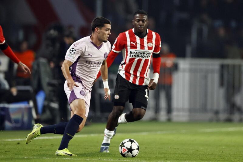 Polémica del VAR en goleada del PSV sobre Girona en Champions Miguel Gutierrez durante el partido de la UEFA Champions League que han jugado PSV Eindhoven y Girona FC en el Phillips Stadium en Eindhoven, Países Bajos.) EFE/EPA/MAURICE VAN STEEN
