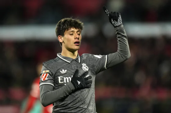 Arda Guler anota el segundo del partido ante el Girona. Foto: EFE/Siu Wu