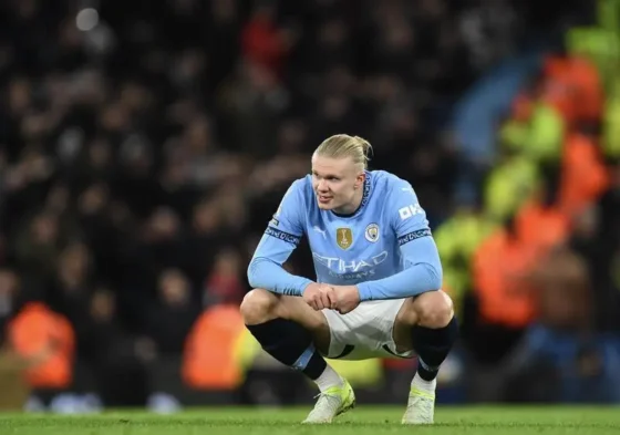 Erling Haaland, tras la derrota contra el Manchester United. EFE/EPA/PETER POWELL Manchester City vs Everton