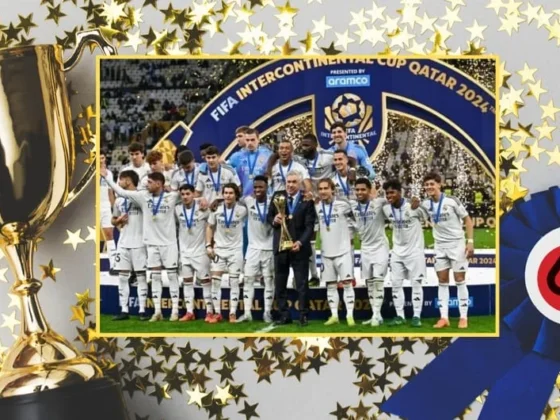 El Real Madrid celebra el título de la Copa Intercontinental en la final jugada en el estadio de Lusailm en Doha, Catar. EFE/EPA/NOUSHAD THEKKAYIL