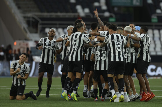 Los jugadores de Botafogo celebran al coronarse campeones del Brasileirao tras un partido ante Sao Paulo, en el estadio Olímpico Nilton Santos, en Río de Janeiro (Brasil). EFE/ Antonio Lacerda