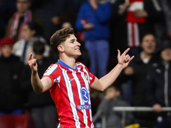 Julián Álvarez, tras el 1-1 al Leverkusen. EFE / Sergio Perez. (Madrid)