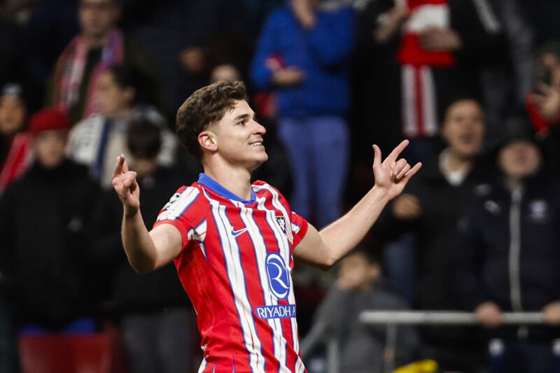 Julián Álvarez, tras el 1-1 al Leverkusen. EFE / Sergio Perez. (Madrid)