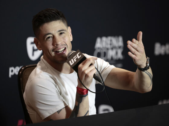 El artista marcial mixto mexicano, Brandon Moreno participa durante una rueda de prensa este miércoles,  en Ciudad de México (México). EFE/ José Méndez