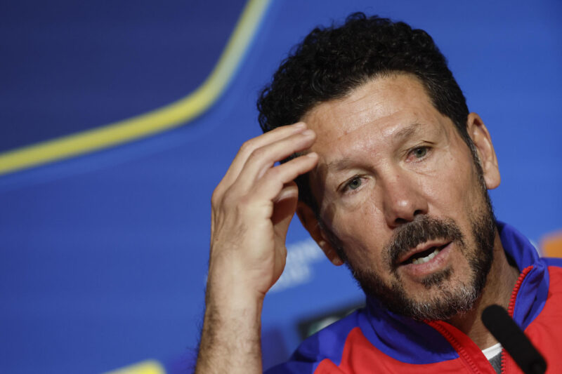 Simeone, durante la rueda de prensa. EFE/Sergio Pérez