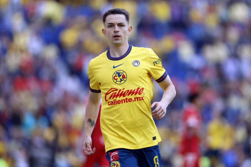 Álvaro Fidalgo del América celebra tras anotar un gol durante un entre Amércia y Toluca del torneo Clausura 2025 de la Liga MX, en el estadio Ciudad de los Deportes en Ciudad de México (México). Imagen de archivo. EFE/ Sáshenka Gutiérrez