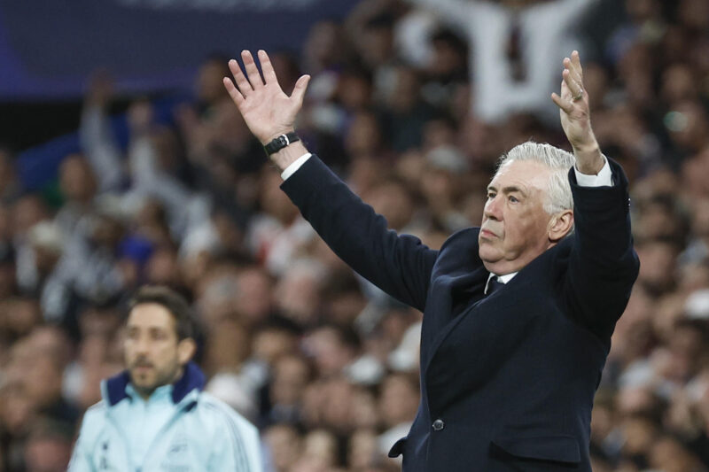 LaLiga: Partidos, marcadores y horarios de la Jornada 32 El entrenador del Real Madrid, el italiano Carlo Ancelotti, durante el partido de vuelta de cuartos de final de la Liga de Campeones ante el Arsenal. EFE/Chema Moya