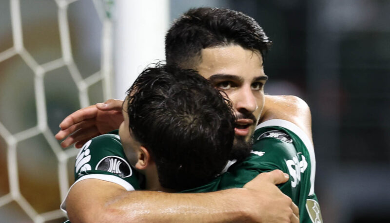 Palmeiras celebrando goleada ante Sporting Cristal. / X: @Palmeiras