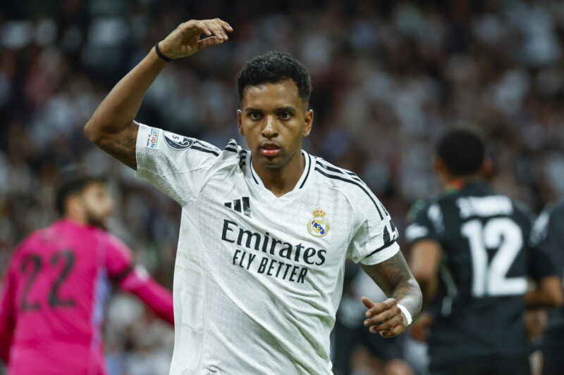 El delantero brasileño del Real Madrid, Rodrygo, en el estadio Santiago Bernabéu en foto de archivo de Mariscal.