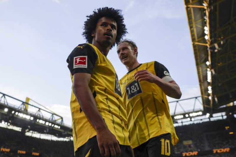 Adeyemi, tras marcar el 4-0. EFE/EPA/CHRISTOPHER NEUNDORF.