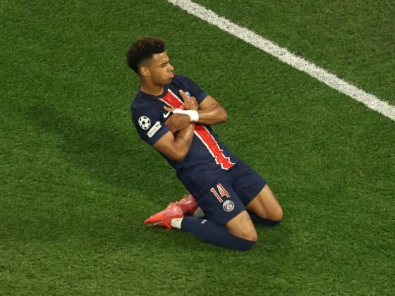 EL extremo del PSG Desire Doue celebra el segundo gol durante la final de la UEFA Champions League entre Paris Saint-Germain e Internazionale Milano en Múnich, Alemania. EFE/EPA/FRIEDEMANN VOGEL