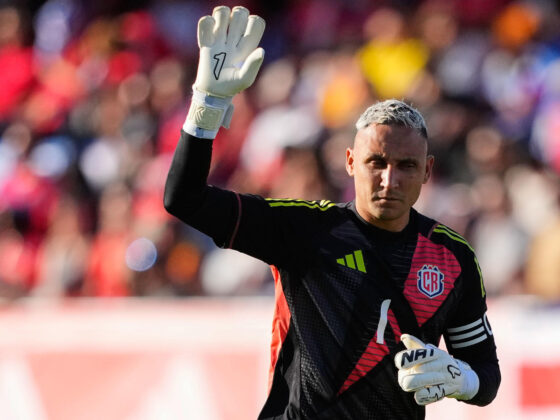 El portero de la selección de Costa Rica Keylor Navas durante el partido amistoso entre las selecciones de Catalunya y Costa Rica, este miércoles en el estadio Johan Cruyff. EFE/ Alejandro Garcia