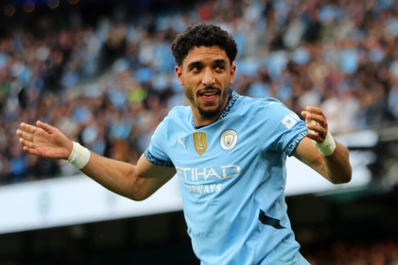 El delantero egipcio Omar Marmoush, del Manchester City, celebra el 1-0 durante el partido de la Premier League que han jugado Manchester City y AFC Bournemouth, en Manchester, Reino Unido. EFE/EPA/ASH ALLEN .