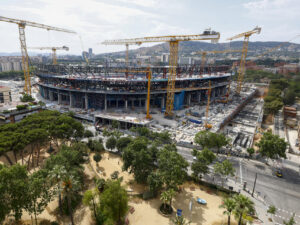 Aspecto de las obras en el Spotify Camp  Nou este miércoles en que el FC Barcelona ha anunciado que regresará al Spotify Camp Nou para disputar el Trofeo Joan Gamper el próximo 10 de agosto. EFE/ Quique García