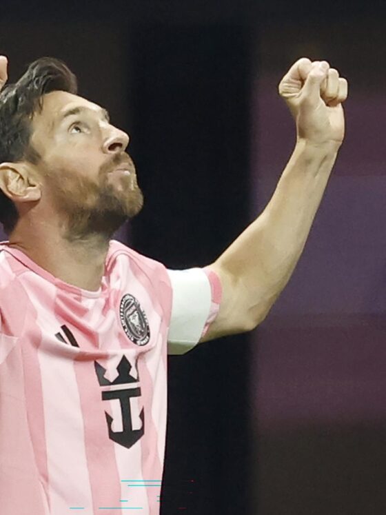 Lionel Messi del Inter Miami celebra un gol ante Porto en el Mundial de Clubes. EFE/Erik S. Lesser
