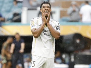 Jude Bellingham de Real Madrid en acción ante Juventus en el Mundial de Clubes. EFE/ Juan Ignacio Roncoroni