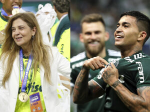 Fotografías de archivo de la presidenta del club brasileño Palmeiras, Leila Pereira, y del delantero Dudu, quien este viernes ha recibido una larga suspensión y una cuantiosa multa por sus graves ofensas a la directiva. EFE/ARCHIVO