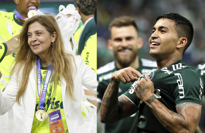 Fotografías de archivo de la presidenta del club brasileño Palmeiras, Leila Pereira, y del delantero Dudu, quien este viernes ha recibido una larga suspensión y una cuantiosa multa por sus graves ofensas a la directiva. EFE/ARCHIVO