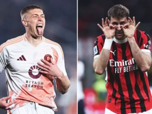 Santi Giménez y Artem Dovbyk, posibles protagonistas de un intercambio entre Milan y Roma.