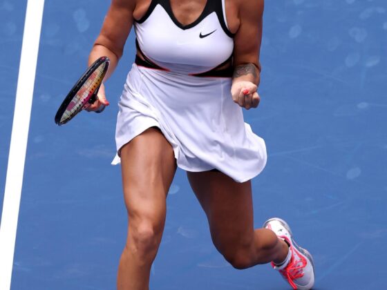 Aryna Sabalenka superó a la suiza Rebeka Masarova en el Abierto de Estados Unidos. EFE/EPA/BRIAN HIRSCHFELD