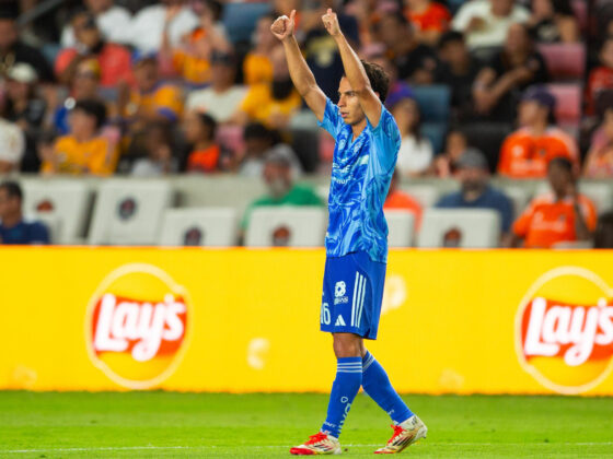 Diego Lainez de Tigres celebra un gol. Imagen de archivo. EFE/ Carlos Ramírez