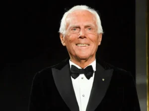 PARIS, FRANCE - JANUARY 22: Fashion designer Giorgio Armani acknowledges the audience during the Giorgio Armani Prive Spring Summer 2019 show as part of Paris Fashion Week on January 22, 2019 in Paris, France. (Photo by Stephane Cardinale - Corbis/Corbis via Getty Images)