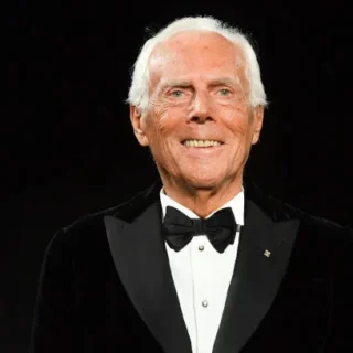 PARIS, FRANCE - JANUARY 22: Fashion designer Giorgio Armani acknowledges the audience during the Giorgio Armani Prive Spring Summer 2019 show as part of Paris Fashion Week on January 22, 2019 in Paris, France. (Photo by Stephane Cardinale - Corbis/Corbis via Getty Images)