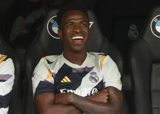 El delantero brasileño del Real Madrid, Vinicius Junior en el Estadio Santiago Bernabéu, en Madrid.