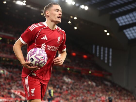 Florian Wirtz, del Liverpool, durante un amistos de pretemporara ante el Athletic de Bilbao el pasado 4 de agosto. EFE/EPA/ADAM VAUGHAN