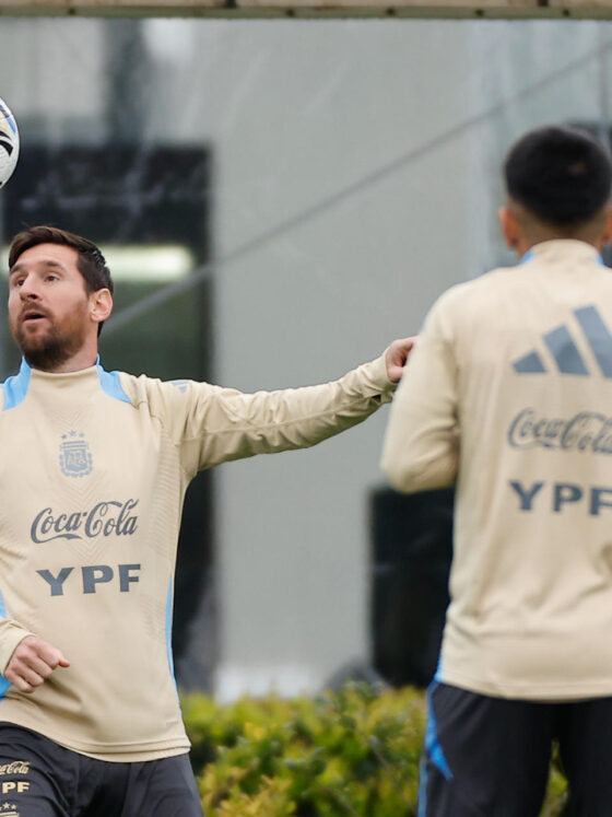 El jugador Lionel Messi durante un entrenamiento. EFE/ Juan Ignacio Roncoroni