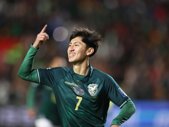 Miguel Terceros, el 'menino da vila' que marcó el gol decisivo ante Brasil y llevó a la Verde a la repesca. EFE/Luis Gandarillas