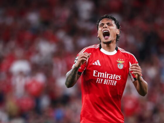 El jugador del Benfica Richard Rios durante el primer partido de la fase de Liga de la Champions League que han jugado Benfica y Qarabag en Lisboa, Portugal. EFE/EPA/RODRIGO ANTUNES