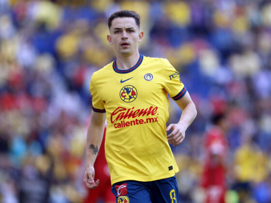 Álvaro Fidalgo del América celebra tras anotar un gol en el estadio Ciudad de los Deportes en Ciudad de México (México). EFE/ Sáshenka Gutiérrez