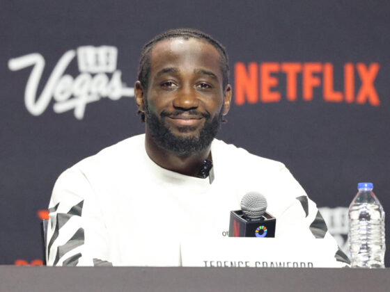 El estadounidense Terence Crawford durante la presentación de su combate en el Arena T-Mobile de Las Vegas (EE.UU.). EFE/Octavio Guzmán