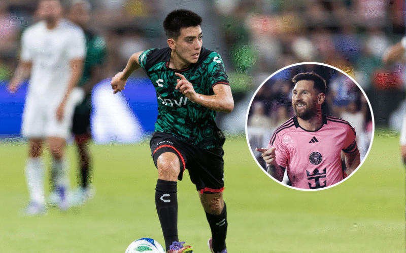 Gilberto Mora de la Liga MX controla el balón este miércoles, en un partido amistoso entre las Estrellas de la Major League Soccer (MLS) y las Estrellas de la Liga MX en el estadio Q2 de Austin (EE.UU.). EFE/ Carlos Ramírez Se adjunta foto de Lionel Messi