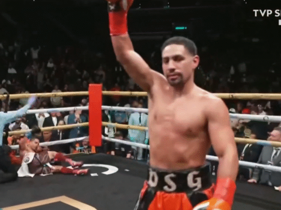 Danny García celebrando su KO ante Daniel González. Captura de pantalla.