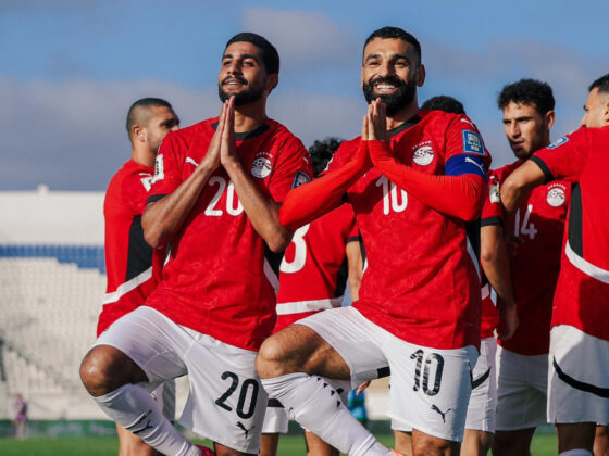 Mohamed Salah y la Selección de Egipto celebrando su clasificación al Mundial: / X: @EgyptNT_EN