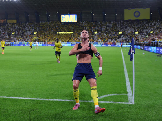 Cristiano Ronaldo celebrando su gol con Al-Nassr. / X: @@AlNassrFC_EN