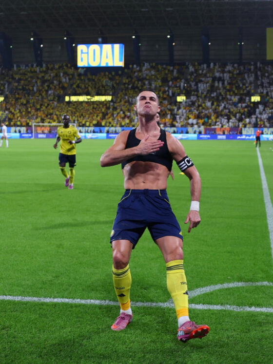 Cristiano Ronaldo celebrando su gol con Al-Nassr. / X: @@AlNassrFC_EN
