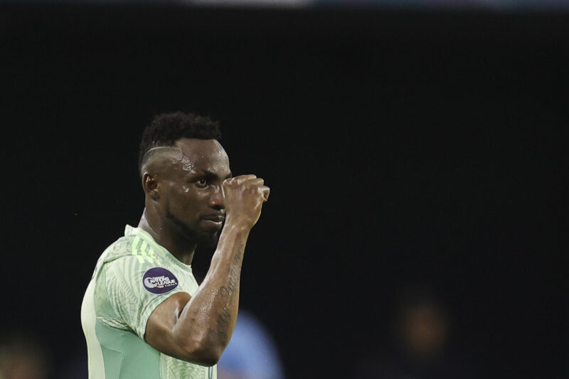 Julián Quiñones, máximo goleador de Arabia pero sin lugar en México Julián Andrés Quiñones de México celebra un gol en el estadio AT&T en Arlington (EE.UU.). Fotografía de archivo. EFE/ Carlos Ramírez