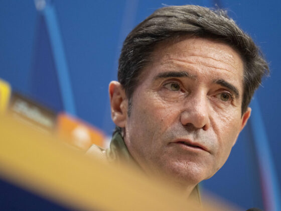 El entrenador del Villarreal, Marcelino García, este lunes, durante la rueda de prensa previa al partido de Liga de Campeones frente al Manchester City en el Estadio de la Cerámica. EFE/Andreu Esteban