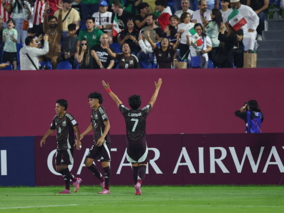 Luis Gamboa, jugador de la Selección de México sub-17, celebrando uno de sus goles ante Argentina: / X: @miseleccionsubs